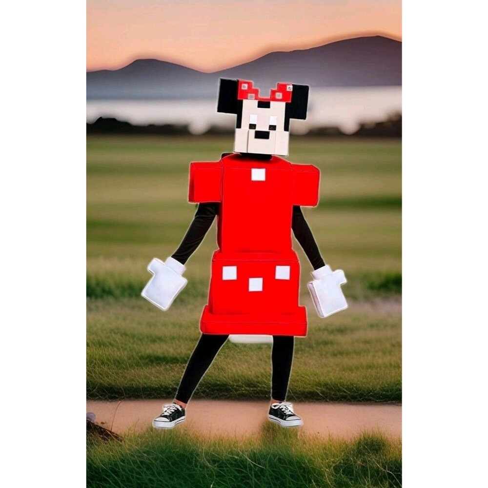 New Disney Crossy Road Minnie Mouse Costume Girls Medium 7 8 Halloween Pixel